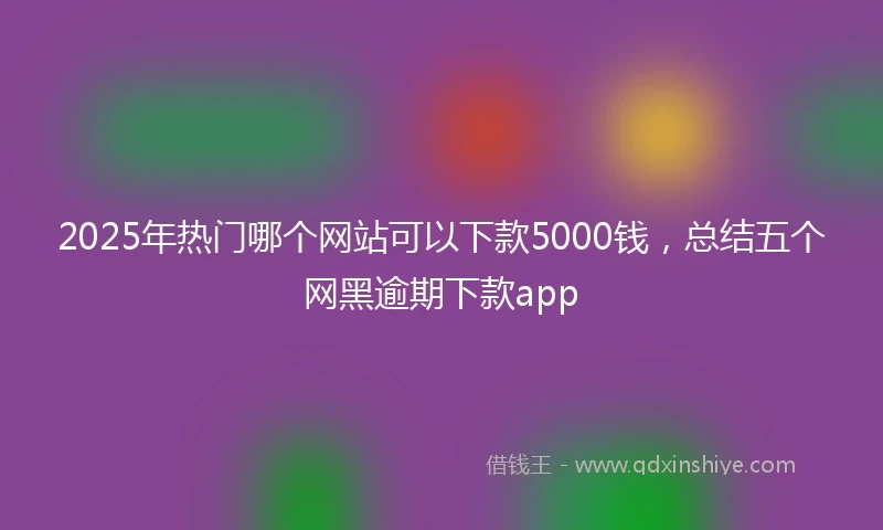 2025年热门哪个网站可以下款5000钱，总结五个网黑逾期下款app