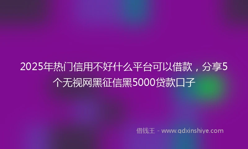 2025年热门信用不好什么平台可以借款，分享5个无视网黑征信黑5000贷款口子