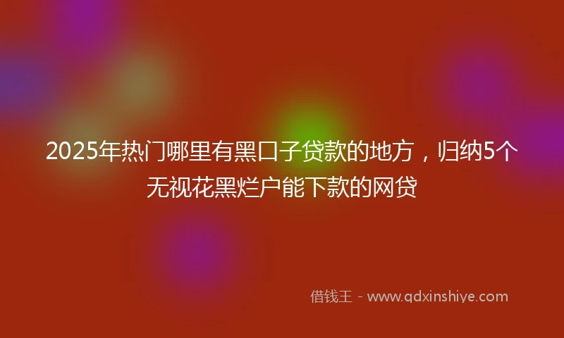 2025年热门哪里有黑口子贷款的地方，归纳5个无视花黑烂户能下款的网贷