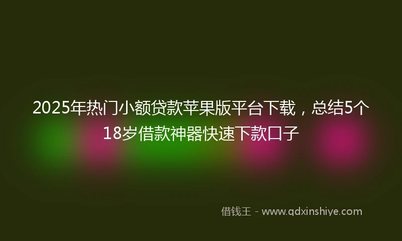 2025年热门小额贷款苹果版平台下载，总结5个18岁借款神器快速下款口子