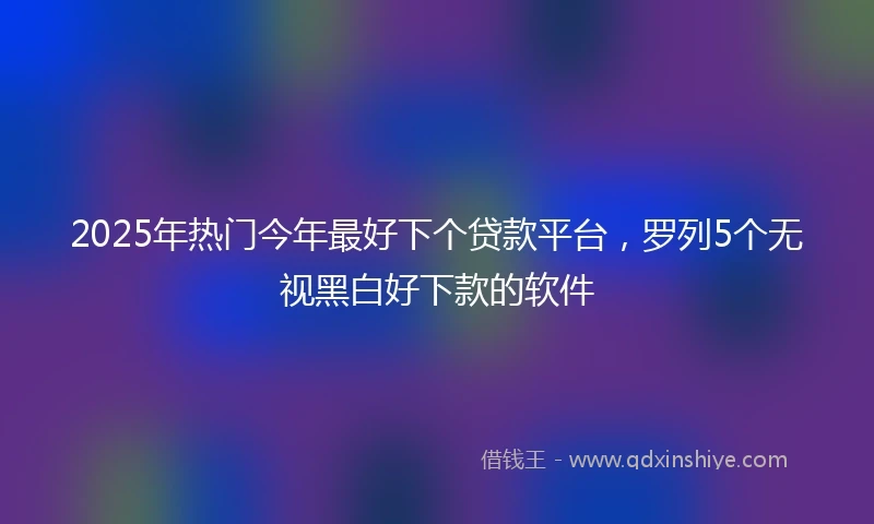 2025年热门今年最好下个贷款平台，罗列5个无视黑白好下款的软件
