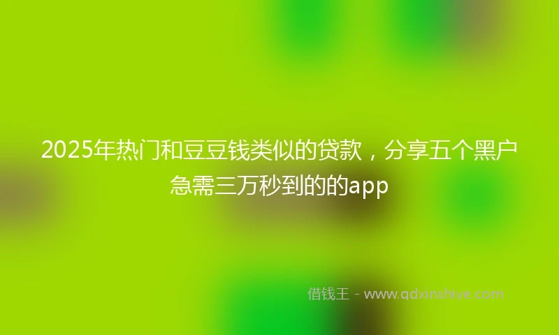 2025年热门和豆豆钱类似的贷款，分享五个黑户急需三万秒到的的app