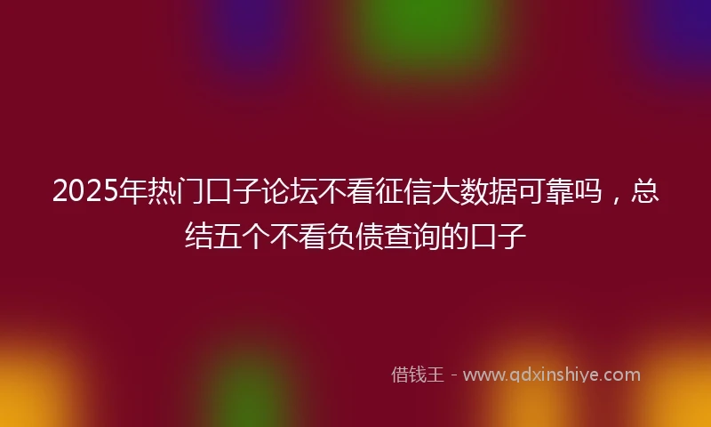 2025年热门口子论坛不看征信大数据可靠吗，总结五个不看负债查询的口子