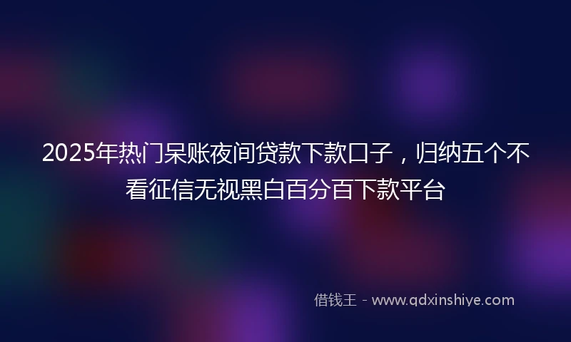 2025年热门呆账夜间贷款下款口子，归纳五个不看征信无视黑白百分百下款平台
