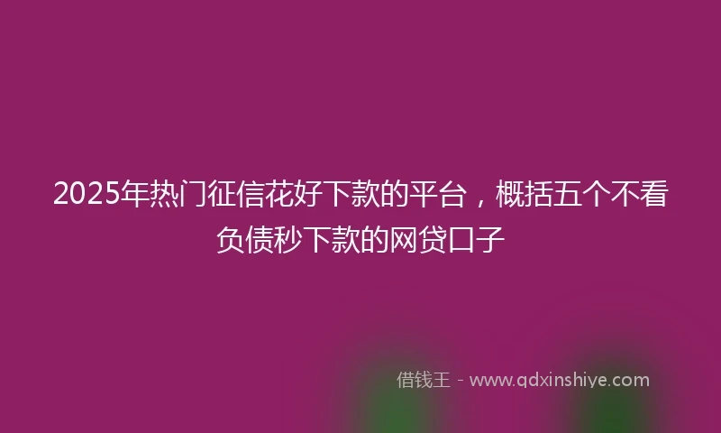 2025年热门征信花好下款的平台，概括五个不看负债秒下款的网贷口子