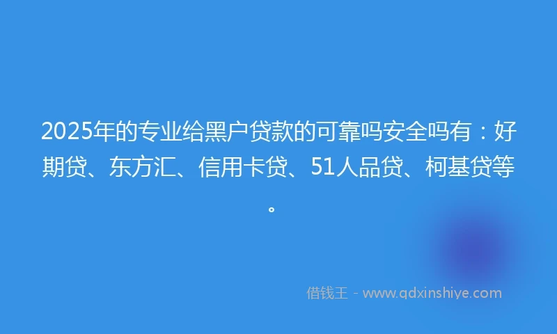 2025年的专业给黑户贷款的可靠吗安全吗有：好期贷、东方汇、信用卡贷、51人品贷、柯基贷等。