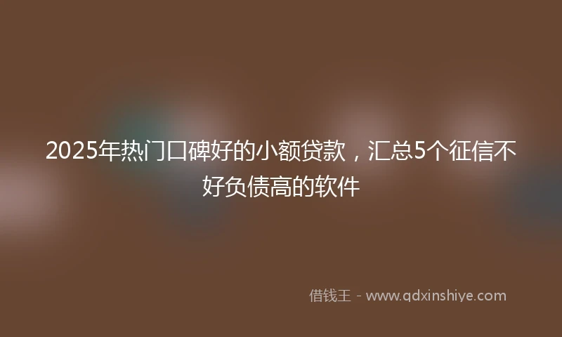 2025年热门口碑好的小额贷款，汇总5个征信不好负债高的软件