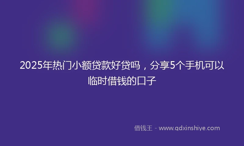 2025年热门小额贷款好贷吗，分享5个手机可以临时借钱的口子