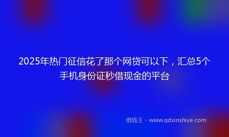 2025年热门征信花了那个网贷可以下，汇总5个手机身份证秒借现金的平台