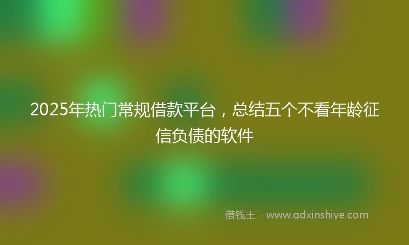 2025年热门常规借款平台，总结五个不看年龄征信负债的软件