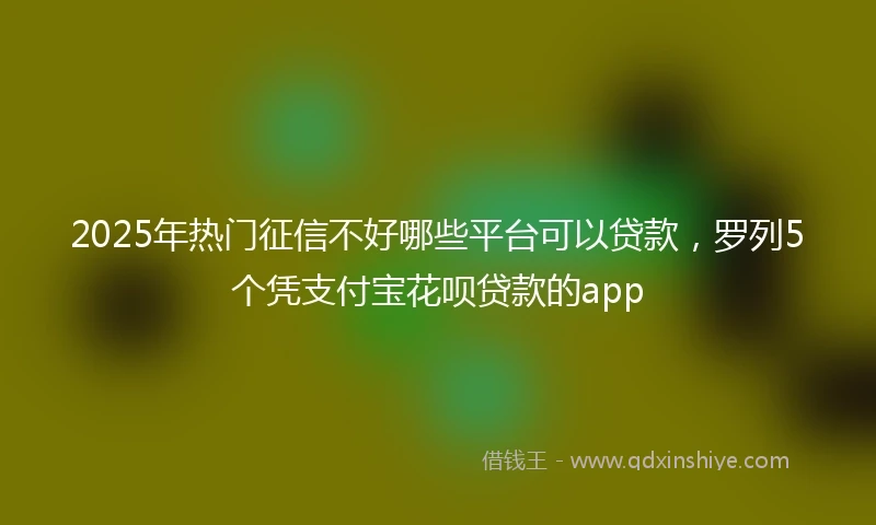 2025年热门征信不好哪些平台可以贷款，罗列5个凭支付宝花呗贷款的app