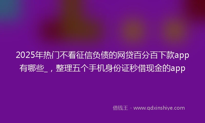 2025年热门不看征信负债的网贷百分百下款app有哪些_，整理五个手机身份证秒借现金的app
