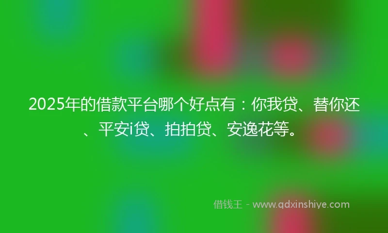 2025年的借款平台哪个好点有：你我贷、替你还、平安i贷、拍拍贷、安逸花等。