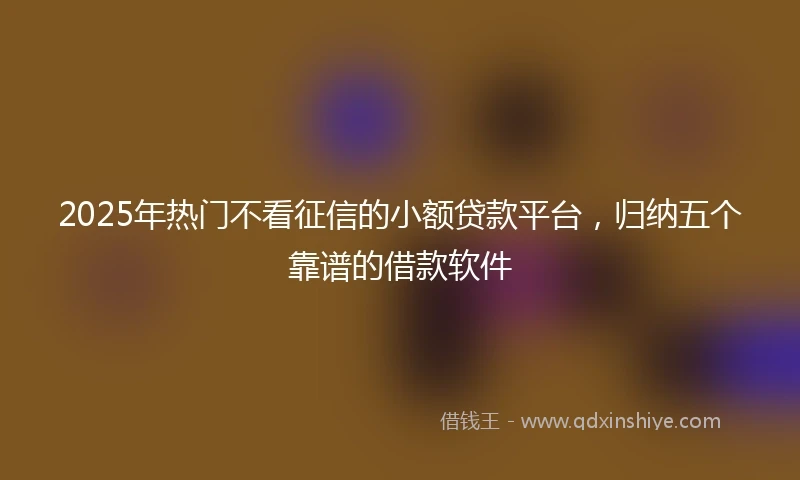 2025年热门不看征信的小额贷款平台，归纳五个靠谱的借款软件