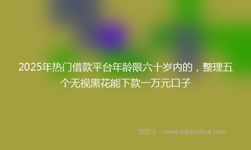 2025年热门借款平台年龄限六十岁内的，整理五个无视黑花能下款一万元口子