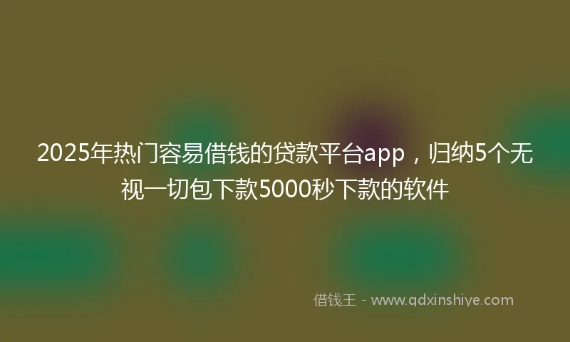 2025年热门容易借钱的贷款平台app，归纳5个无视一切包下款5000秒下款的软件