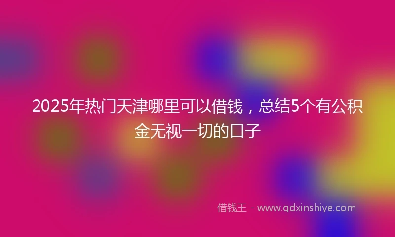 2025年热门天津哪里可以借钱，总结5个有公积金无视一切的口子
