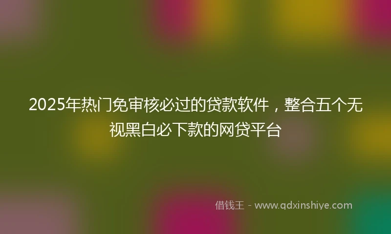 2025年热门免审核必过的贷款软件，整合五个无视黑白必下款的网贷平台