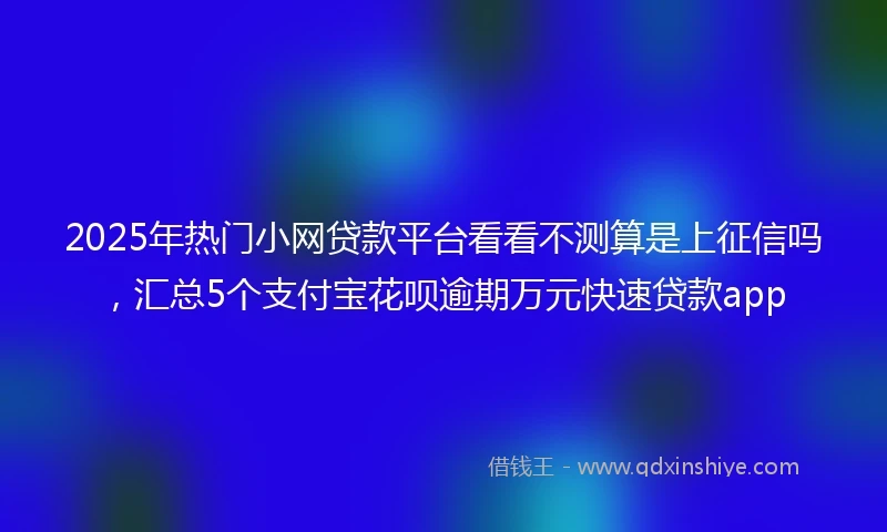 2025年热门小网贷款平台看看不测算是上征信吗，汇总5个支付宝花呗逾期万元快速贷款app