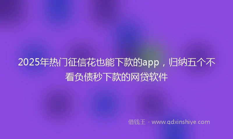 2025年热门征信花也能下款的app，归纳五个不看负债秒下款的网贷软件