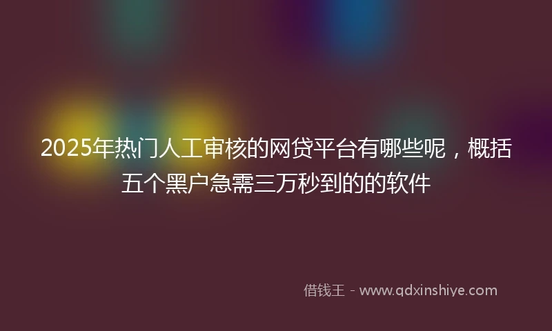 2025年热门人工审核的网贷平台有哪些呢，概括五个黑户急需三万秒到的的软件