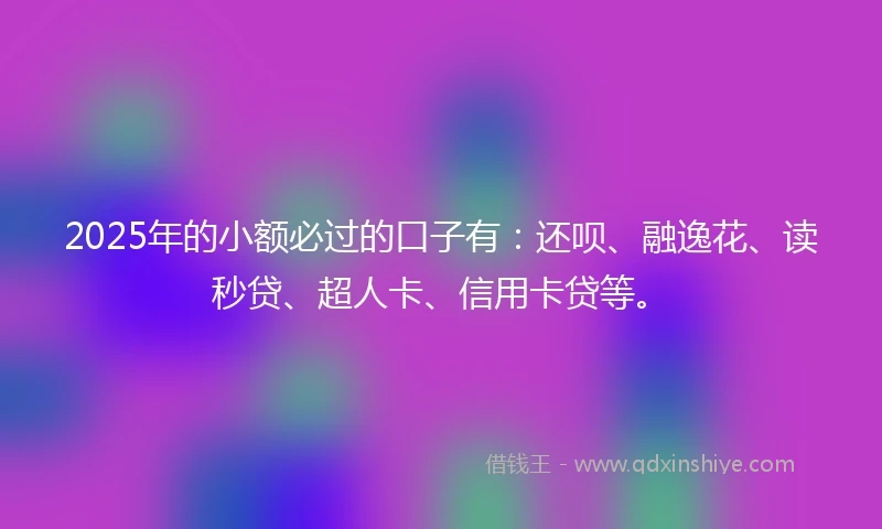 2025年的小额必过的口子有：还呗、融逸花、读秒贷、超人卡、信用卡贷等。