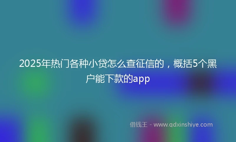 2025年热门各种小贷怎么查征信的，概括5个黑户能下款的app