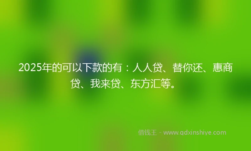2025年的可以下款的有：人人贷、替你还、惠商贷、我来贷、东方汇等。