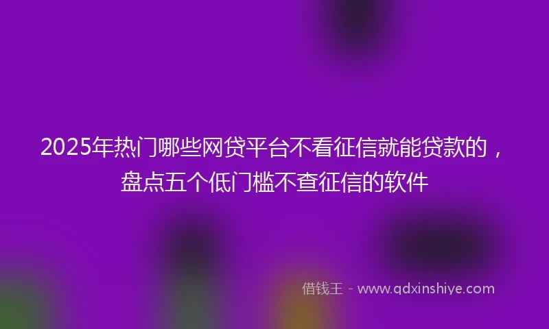 2025年热门哪些网贷平台不看征信就能贷款的，盘点五个低门槛不查征信的软件