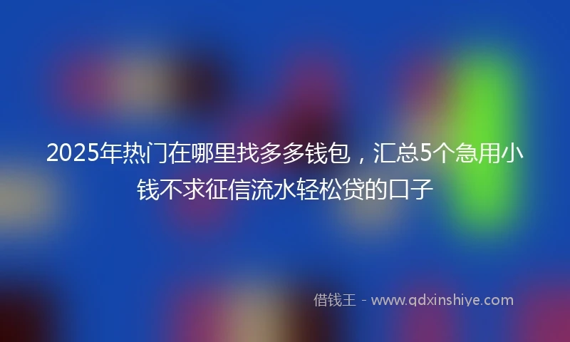 2025年热门在哪里找多多钱包，汇总5个急用小钱不求征信流水轻松贷的口子