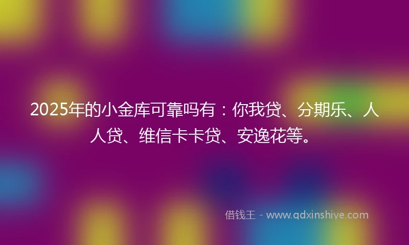 2025年的小金库可靠吗有：你我贷、分期乐、人人贷、维信卡卡贷、安逸花等。