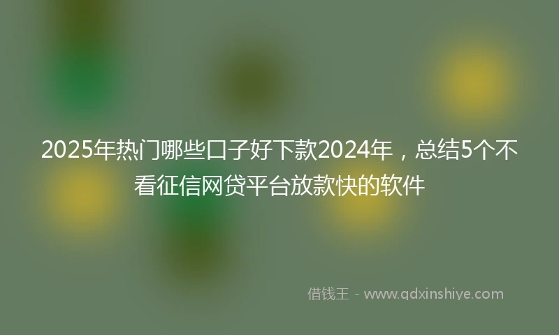 2025年热门哪些口子好下款2024年，总结5个不看征信网贷平台放款快的软件