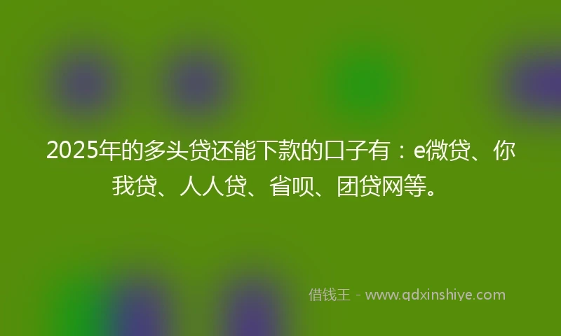 2025年的多头贷还能下款的口子有：e微贷、你我贷、人人贷、省呗、团贷网等。