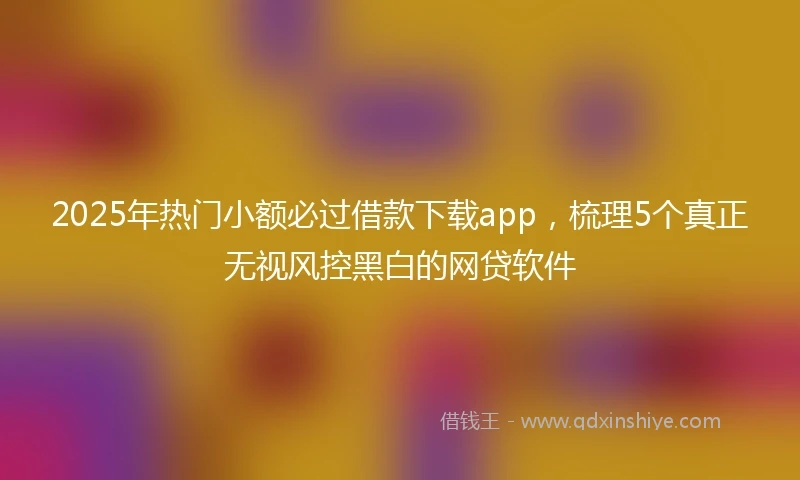 2025年热门小额必过借款下载app，梳理5个真正无视风控黑白的网贷软件