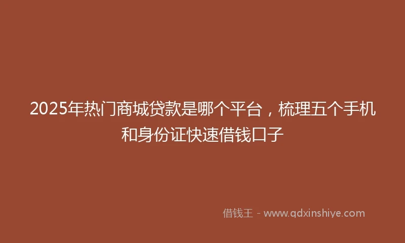 2025年热门商城贷款是哪个平台，梳理五个手机和身份证快速借钱口子