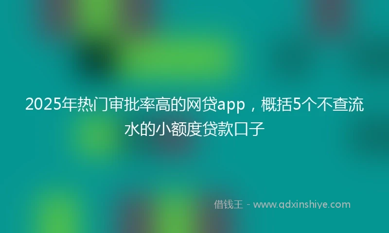 2025年热门审批率高的网贷app，概括5个不查流水的小额度贷款口子