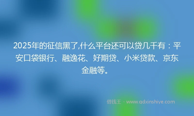 2025年的征信黑了,什么平台还可以贷几千有：平安口袋银行、融逸花、好期贷、小米贷款、京东金融等。
