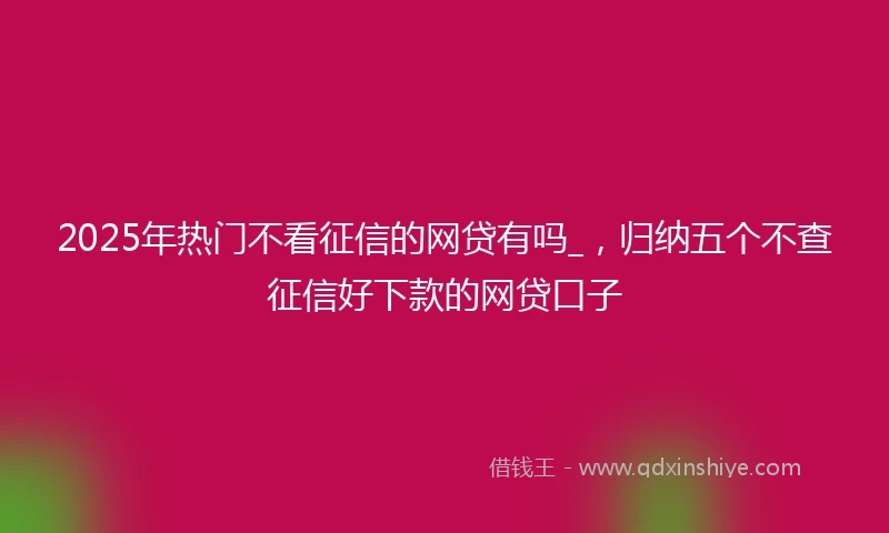 2025年热门不看征信的网贷有吗_，归纳五个不查征信好下款的网贷口子
