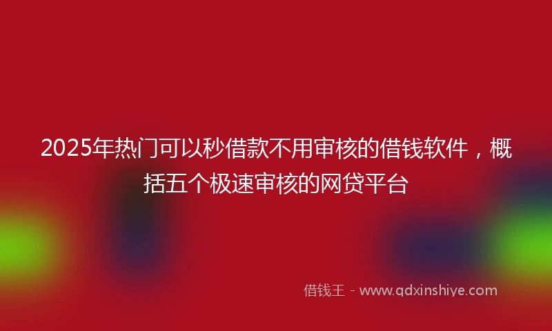 2025年热门可以秒借款不用审核的借钱软件，概括五个极速审核的网贷平台