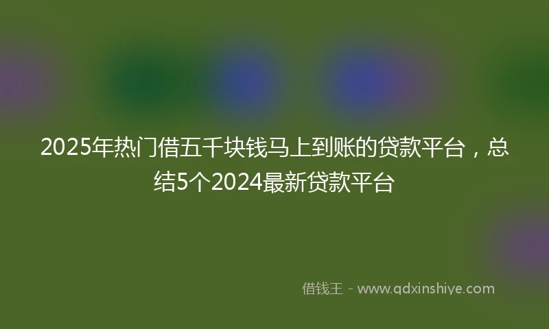 2025年热门借五千块钱马上到账的贷款平台，总结5个2024最新贷款平台