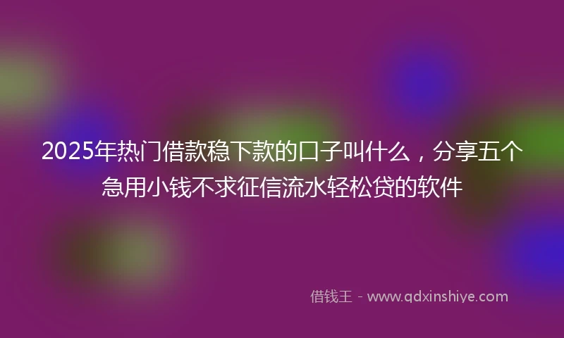 2025年热门借款稳下款的口子叫什么，分享五个急用小钱不求征信流水轻松贷的软件