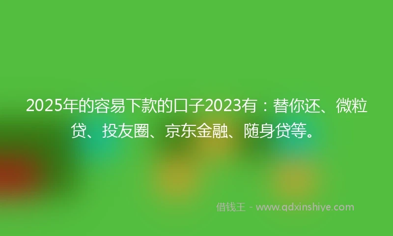 2025年的容易下款的口子2023有：替你还、微粒贷、投友圈、京东金融、随身贷等。