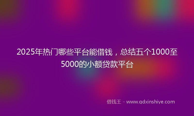 2025年热门哪些平台能借钱，总结五个1000至5000的小额贷款平台