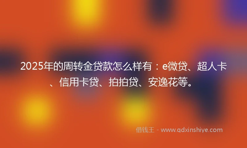 2025年的周转金贷款怎么样有：e微贷、超人卡、信用卡贷、拍拍贷、安逸花等。