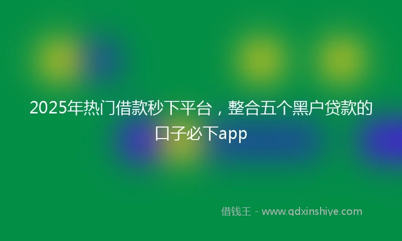 2025年热门借款秒下平台，整合五个黑户贷款的口子必下app