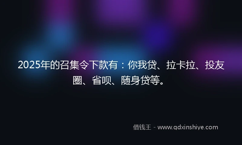 2025年的召集令下款有：你我贷、拉卡拉、投友圈、省呗、随身贷等。