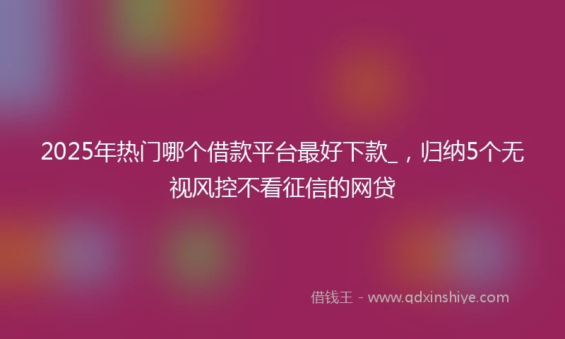 2025年热门哪个借款平台最好下款_，归纳5个无视风控不看征信的网贷