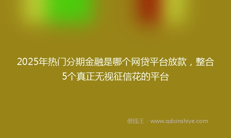 2025年热门分期金融是哪个网贷平台放款，整合5个真正无视征信花的平台