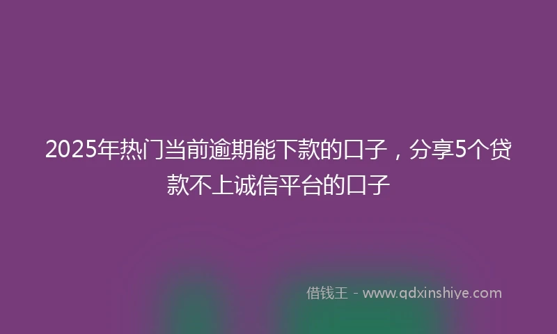 2025年热门当前逾期能下款的口子，分享5个贷款不上诚信平台的口子