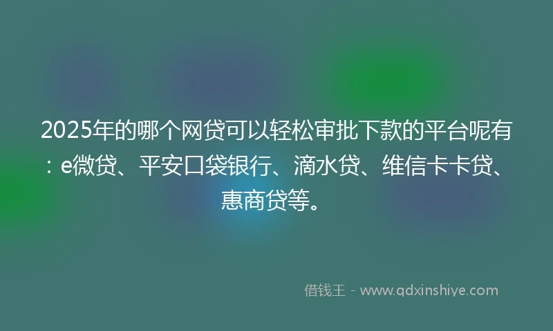 2025年的哪个网贷可以轻松审批下款的平台呢有：e微贷、平安口袋银行、滴水贷、维信卡卡贷、惠商贷等。